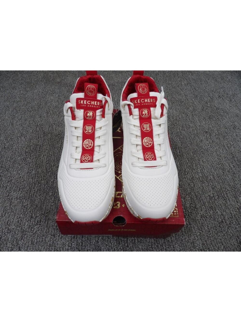 Skechers Celebrat-airy Men's 10.5 White Red Gold Lunar New Year Athletic Shoes